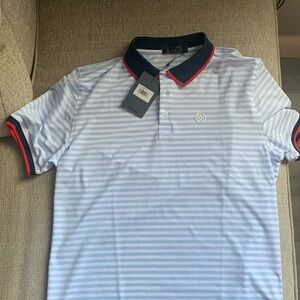 Premium Men’s golf polo, Large, baby blue and white, g/fore, brand new